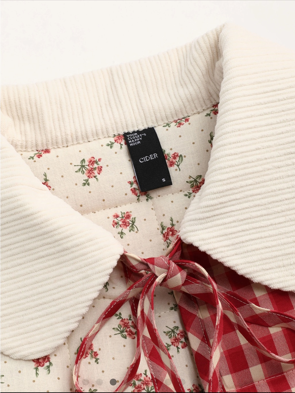 Nwt Cider Oversized Contrast Check Tie Front Bow Vest — image 3 of 8
